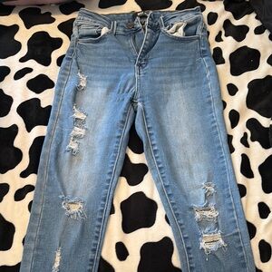 Wax Jean Women's Light Blue Distressed Skinny Jeans